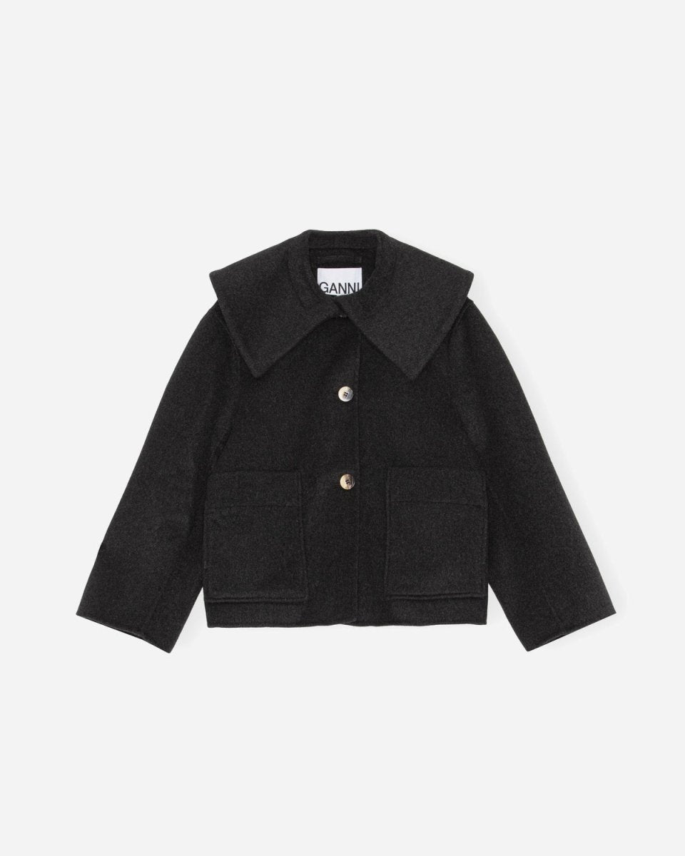 Wool Big Collar Jacket - Phantom - Munk Store