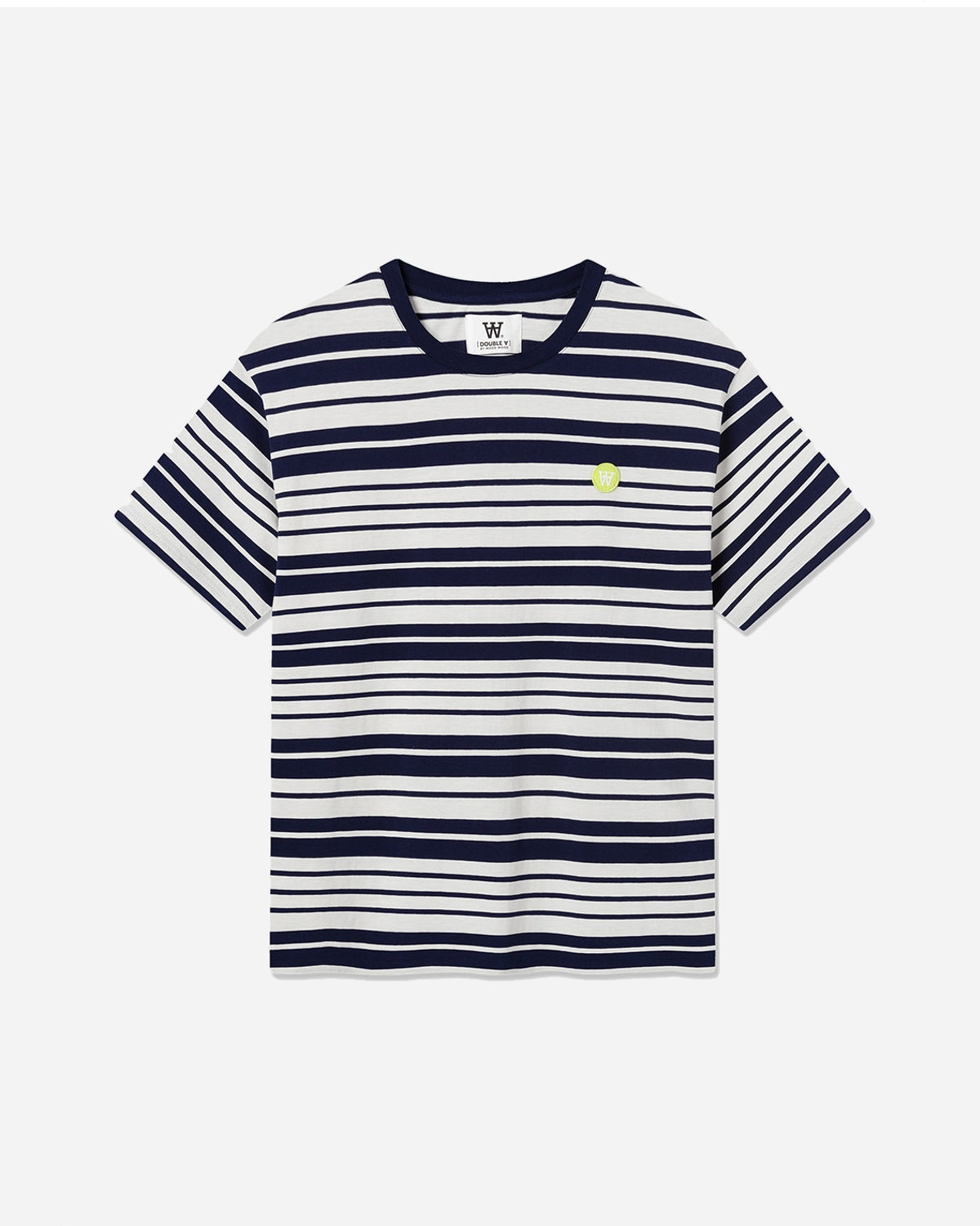 Ace Stripe T-Shirt - Off-White/Navy Stripes - WOOD WOOD - Munkstore.dk