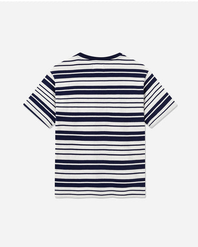 Ace Stripe T-Shirt - Off-White/Navy Stripes - WOOD WOOD - Munkstore.dk